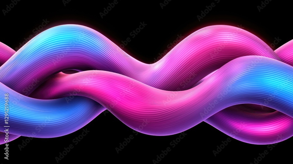 Aufkleber dynamic twisting motion of colorful waves abstract art digital design dark background close-up view 