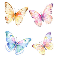 Butterfly collection. Watercolor illustration. Colorful butterflies clipart set