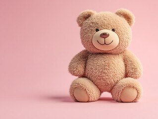 Obraz premium A teddy bear emoji isolated on a soft pink background.