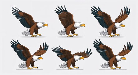 Obraz premium Set bundle of eagle minimalist childish style illustration on plain white background