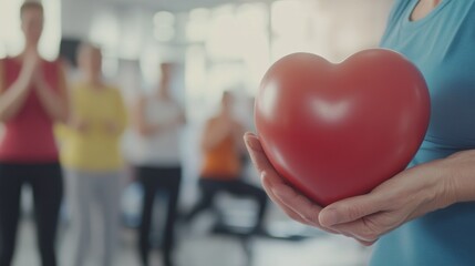 Hypertension patient attending a fitness class focused on heart health. Featuring exercise and wellness