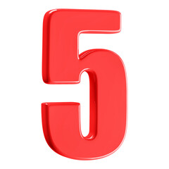 3D Red Number 5