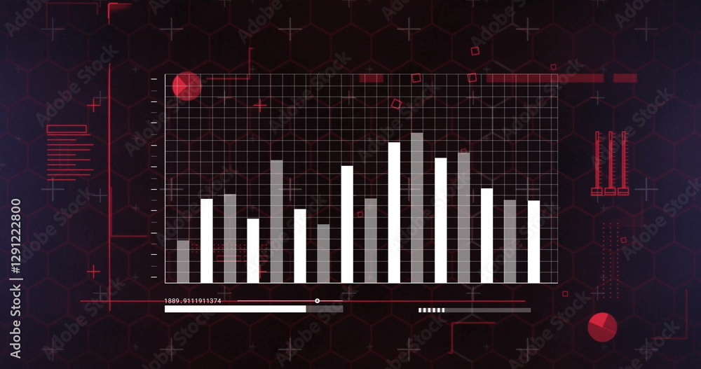 Aufkleber image of data processing and diagrams over black background