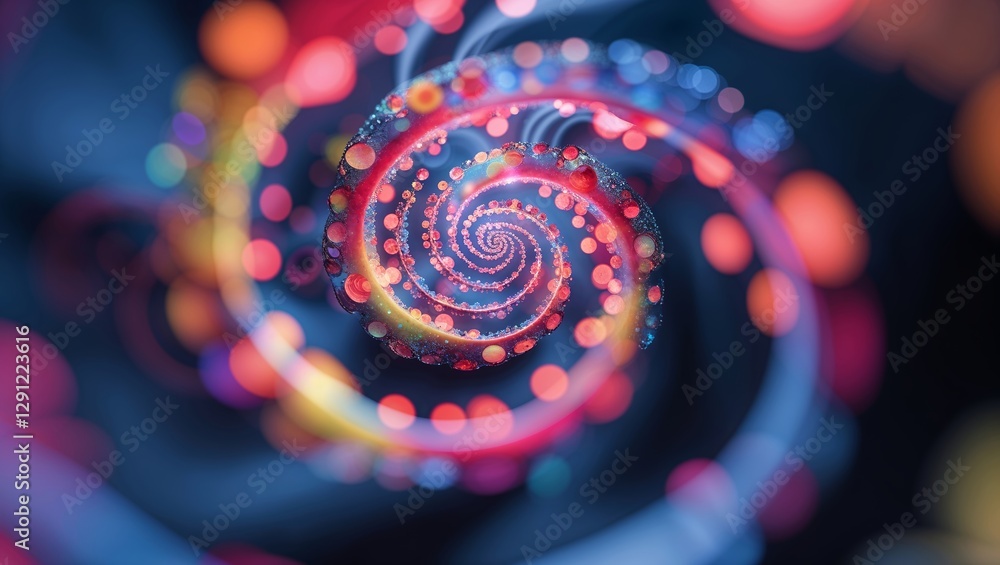 Poster colorful spiral abstraction showcasing vibrant lights and patterns in a dynamic swirling motion