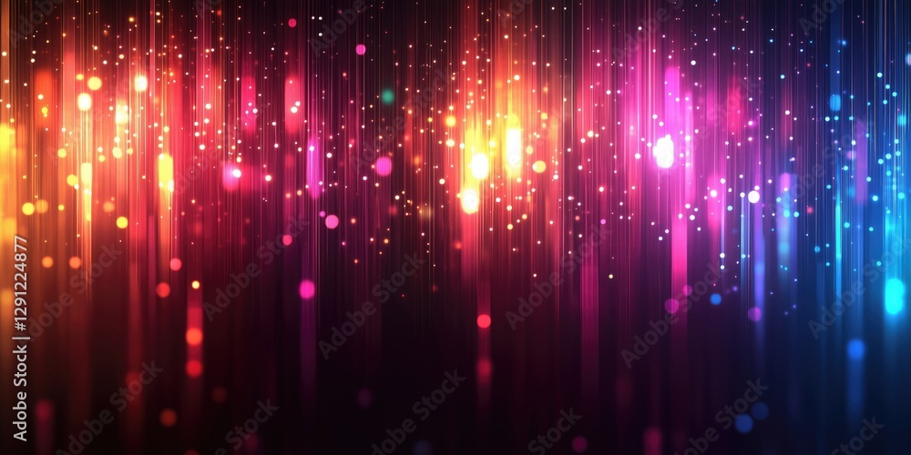 Poster vibrant abstract background featuring colorful light streaks and bokeh effects, ideal for digital de