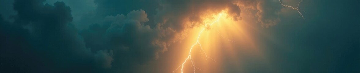Stormy weather with sunlight breaking through, outside scene, sunlight