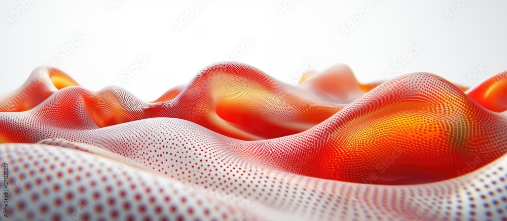 Fototapete abstract digital texture with flowing waves in vibrant orange and red tones, ideal for computer grap