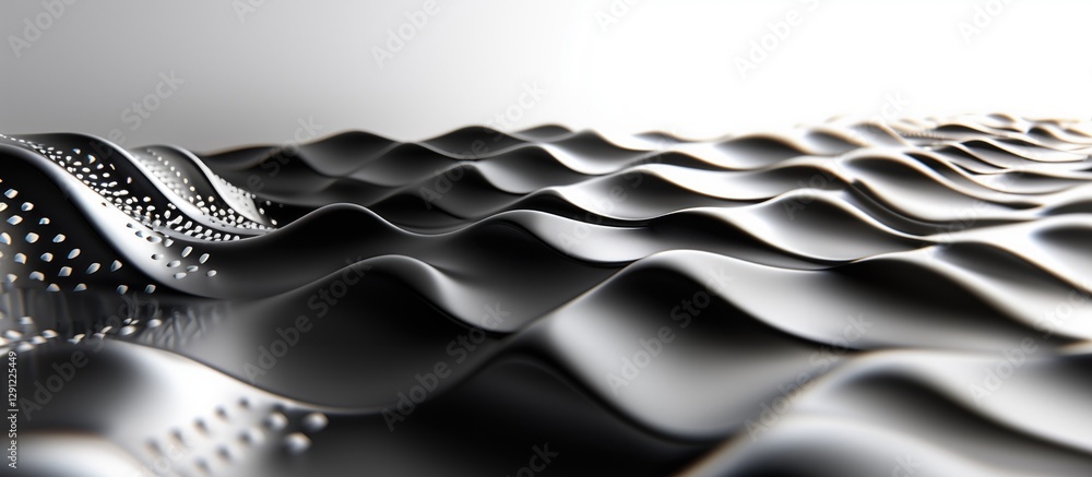 Fototapete abstract digital texture featuring smooth, wavy patterns in black and white, ideal for computer grap