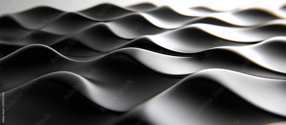 Poster Abstract black waves texture for computer graphics, creating a modern and sleek visual effect.
