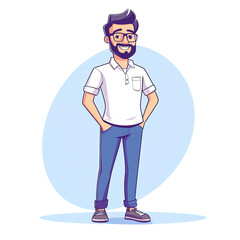  cartoon-style illustration of funny man 