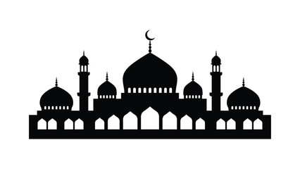 Mosque silhouette icon. Elegant black mosque icon. Design template for Islamic architecture and religious themes. Vector illustration