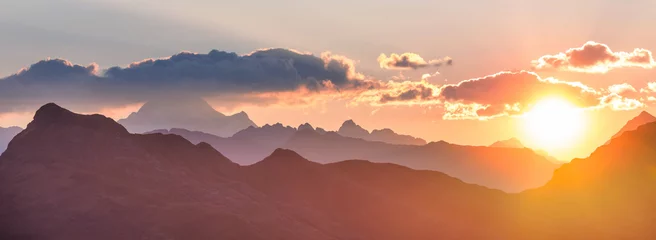 Fotobehang Mountains on sunset © Galyna Andrushko