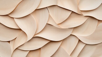 Light wood wave pattern wall with flowing design, textured surface, background for decor, art