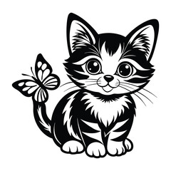Obraz premium Cat with Butterfly