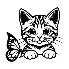 Obraz premium Cat with Butterfly