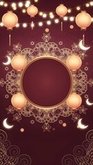 Elegant Islamic Ornament Background. Golden Arabic Pattern Design. Traditional Islamic Motif Decoration.