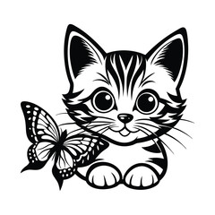 Obraz premium Cat with Butterfly