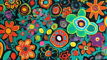 Fototapeta premium A Vibrant Explosion of Colorful Flowers - A Bold Floral Pattern