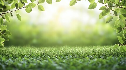 Vibrant Green Spring Landscape with Sunlight and Lush Foliage