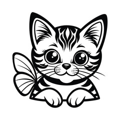 Fototapeta premium Cat with Butterfly