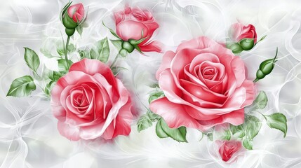 Fototapeta premium Stunning Red Rose Artwork - Delicate Floral Design for Home Decor
