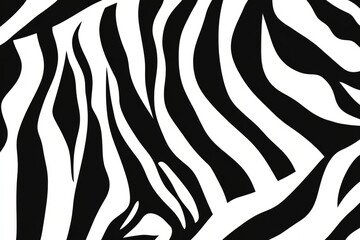 Illustration of a bold black and white zebra print pattern with high contrast, creating a striking and modern aesthetic. The organic, flowing lines mimic nature while maintaining a fashionable and
