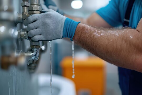 An experienced plumber is repairing crucial water pipes in a home setting, showing the essential nature of plumbing in maintaining residential water systems.