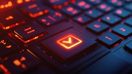 illuminated keyboard key with check mark