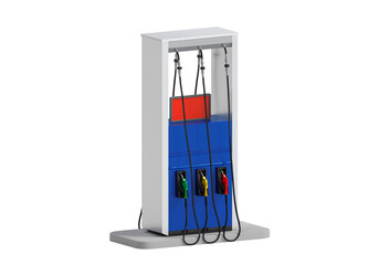 Fuel dispensing station of a gas station, transparent background