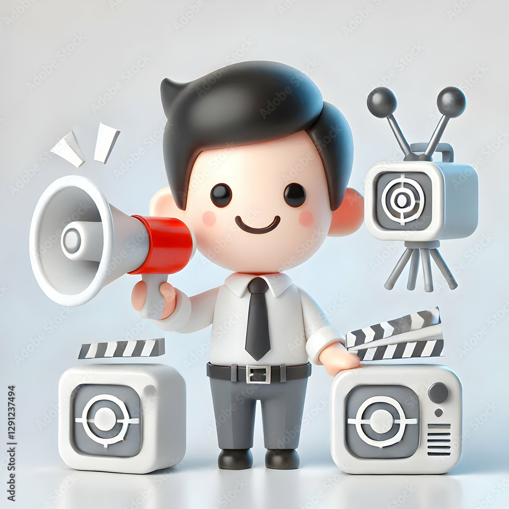 Aufkleber 3d announcement and broadcast and message concept as professional delivering broadcast message; smil