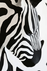 Illustration of a bold zebra striped pattern in black and white, featuring fluid, organic lines. The high contrast design adds a touch of modernity and wild elegance, making it a timeless and