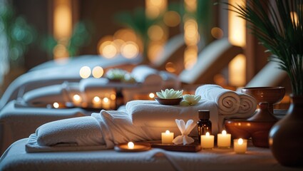 Relaxing spa environment with soothing decor and calming lighting for a rejuvenating experience