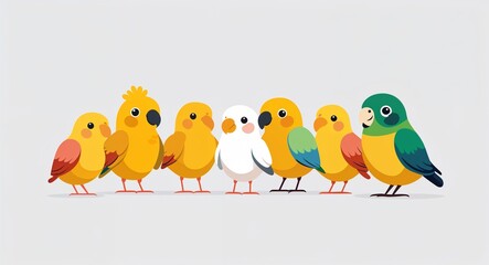 Fototapeta premium Set bundle of chick parrot minimalist childish style illustration on plain white background
