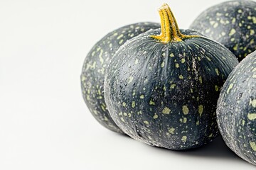 Close-up of dark green speckled pumpkins
