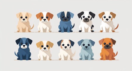 Obraz premium Set bundle of puppy minimalist childish style illustration on plain white background
