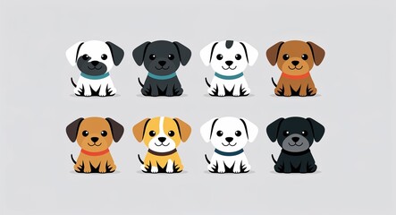 Obraz premium Set bundle of puppy minimalist childish style illustration on plain white background