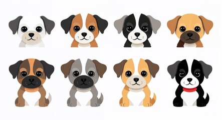 Fototapeta premium Set bundle of puppy minimalist childish style illustration on plain white background