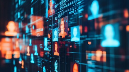 Digital Network of Faces: A Futuristic Visualization of Data Connections