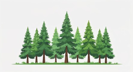 Fototapeta premium Set bundle of cedar tree minimalist childish style illustration on plain white background