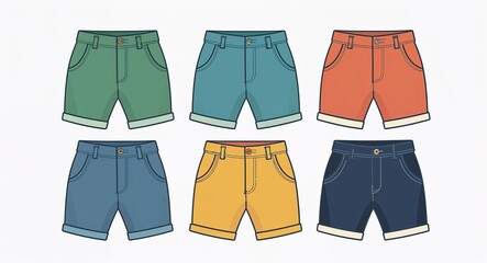 Set bundle of culottes minimalist childish style illustration on plain white background