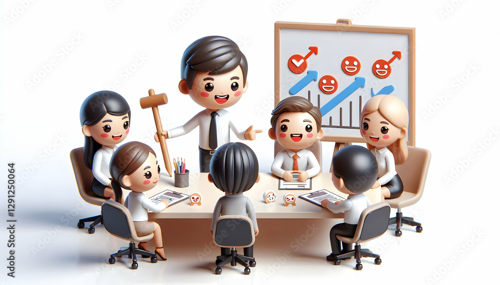Aufkleber 3d employee evaluation and progress and metrics concept as business team celebrating successful prog