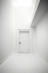 pristine white door in a minimalist white room exuding tranquility and modern elegance