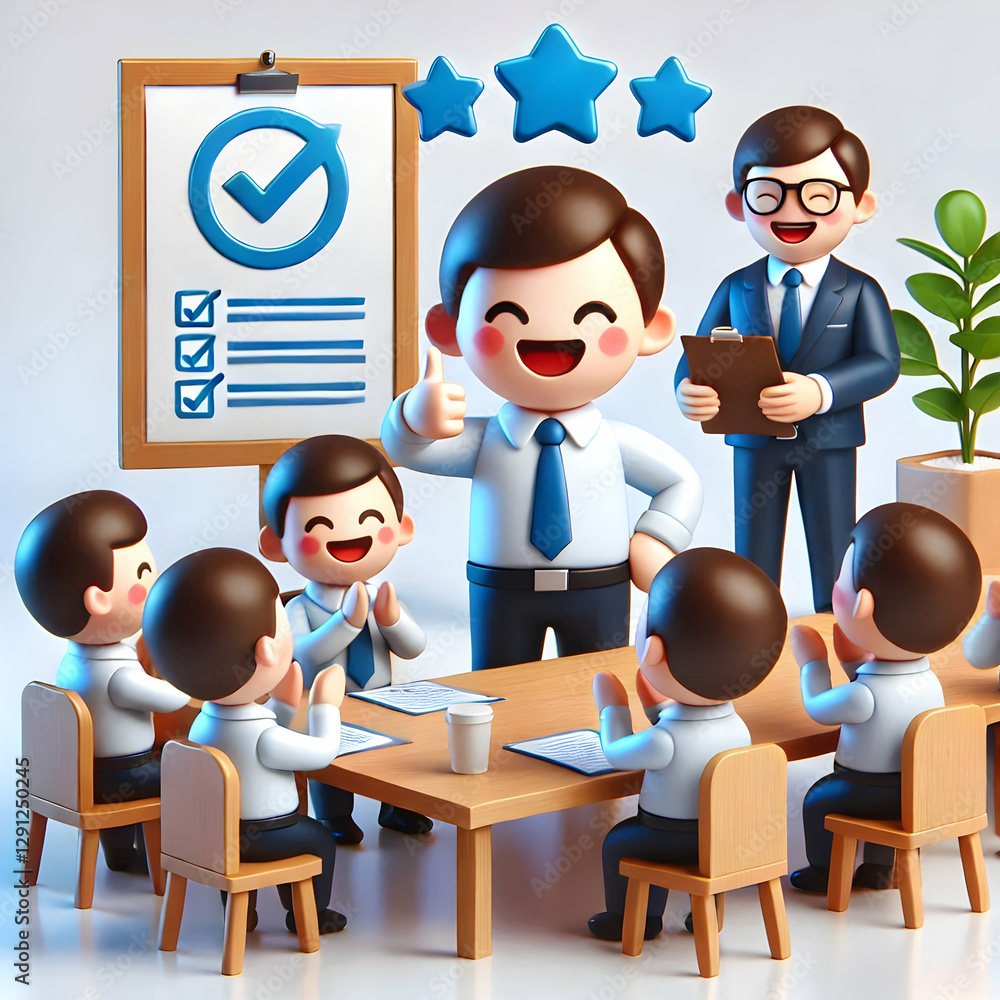Aufkleber 3d employee evaluation and review and potential concept as business team recognizing employee potent
