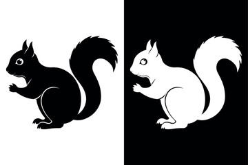 Squirrel Silhouette Vector Icon High-Quality Design on Black White Background