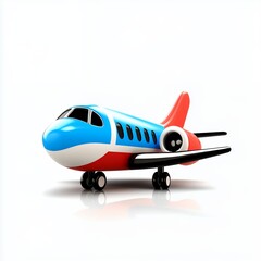 Cartoon Airplane Illustration Red and Blue Colors White Background
