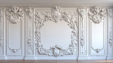 elegant white rococo wall paneling