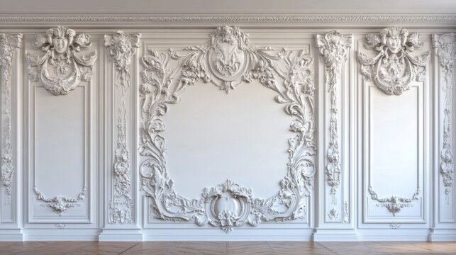 elegant white rococo wall paneling