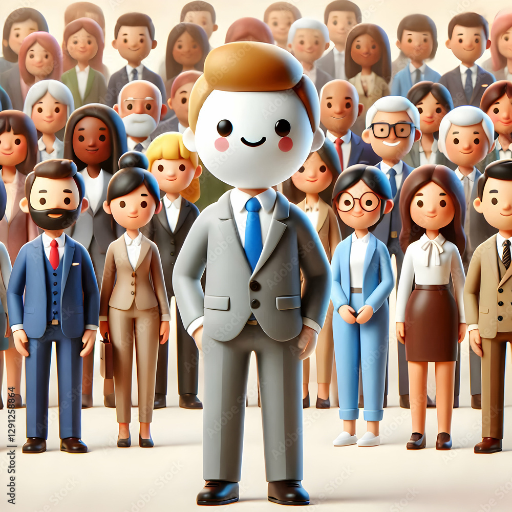 Aufkleber 3d freedom and free will and dignity concept as diverse group standing with pride; smiling; symboliz