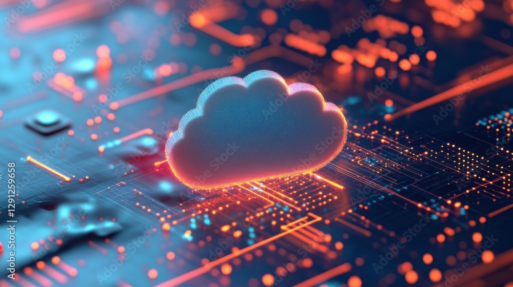 Poster cloud computing technology on circuit board