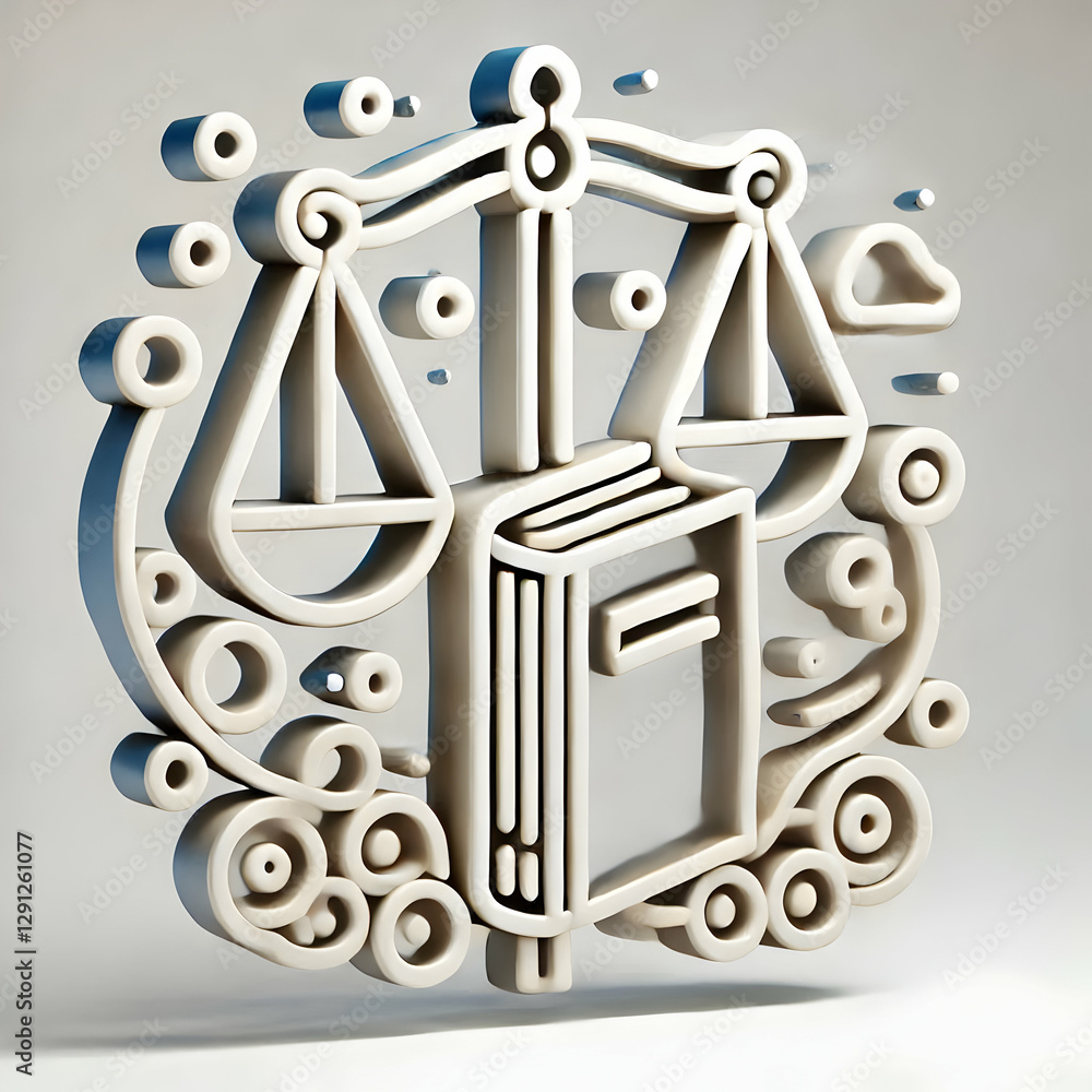 Poster 3d freedom and rights: a smiling business team discussing ethics and philosophy in a modern office -